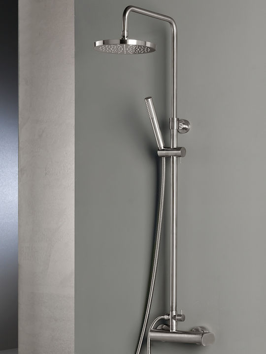 Armando Vicario Slim Adjustable Shower Column with Bathtub Mixer 83-144cm Silver