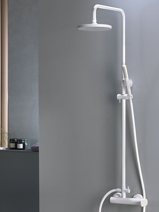 Armando Vicario Slim Adjustable Shower Column without Mixer 83-144cm White
