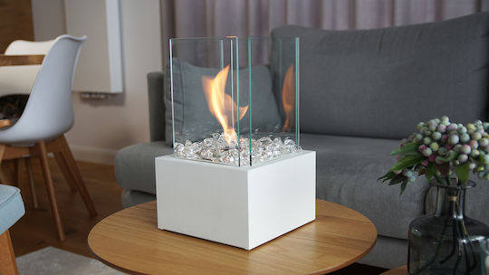 Kratki Tango 1 Tuv Indoor Desktop Bioethanol Fireplace White 20x20x32.8cm
