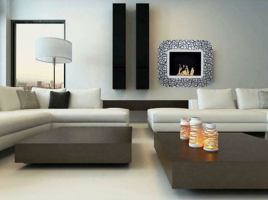 EcoHot Bio Silver Wandmontiert Bioethanol Kamine Innenbereich Silber 92x15.5x80cm