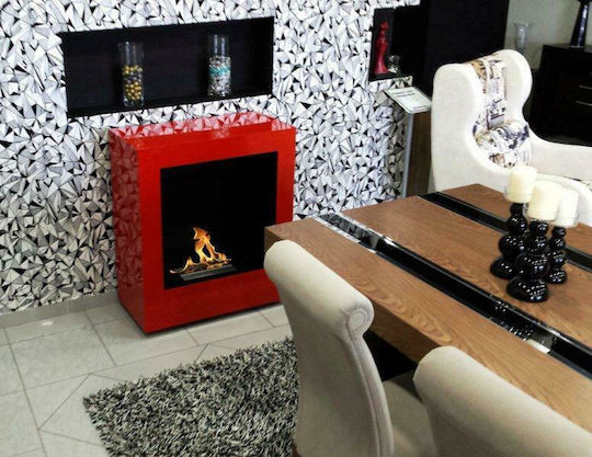EcoHot Bio Cube 02 Indoor Floor Bioethanol Fireplace Red 90x30x94cm