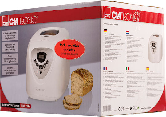 Clatronic BBA 3505 Bread Maker 600W with Container Capacity 1000gr and 12 Baking Programs
