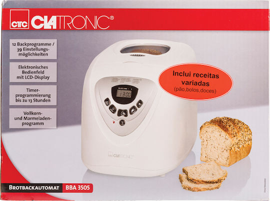 Clatronic BBA 3505 Bread Maker 600W with Container Capacity 1000gr and 12 Baking Programs