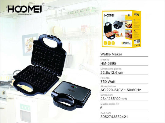 Hoomei Waffeleisen 2 Plätze 750W Schwarz