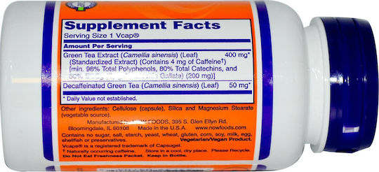 Now Foods EGCg Green Tea Extract 400mg 90 φυτικές κάψουλες
