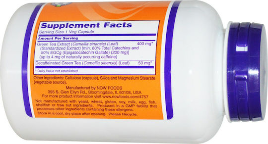 Now Foods Green Tea Extract 400мг 100 капси