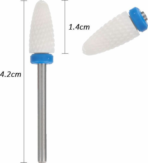 NY-109 Safety Nail Drill Ceramic Bit with Cone Head Blue