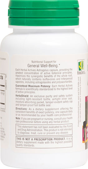 Nature's Plus Herbal Actives Astragalus 450mg 60 φυτικές κάψουλες