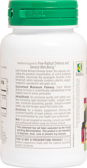 Nature's Plus Herbal Actives Green Tea 400mg 60 Vegetable Capsules