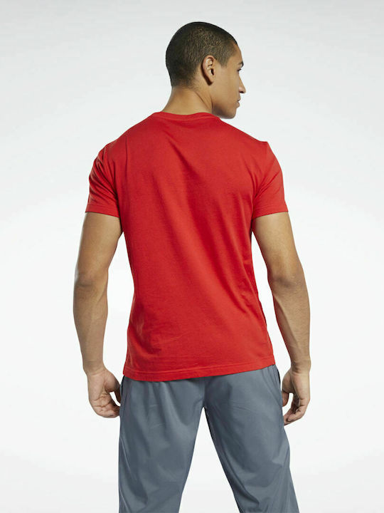 Reebok Graphic Series Linear Αθλητικό Ανδρικό T-shirt Motor Red με Λογότυπο