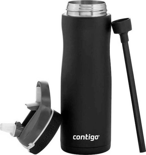 Contigo Ashland Chill Thermosflasche Rostfreier Stahl BPA-frei 590ml Schwarze mit Mundstück und Schlinge