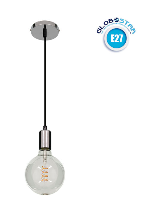 GloboStar Lumi Pendant Light Silver with Socket E27 4x4x110cm