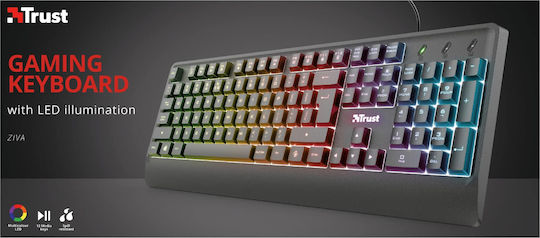 Trust Ziva Rainbow LED Gaming Keyboard with RGB lighting (Greek)
