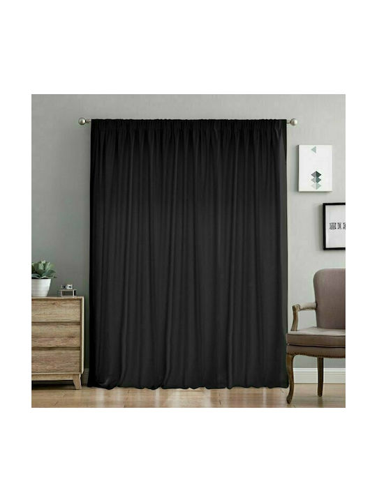 Lino Home Curtain with Pencil Pleat Samos Black 150x275cm