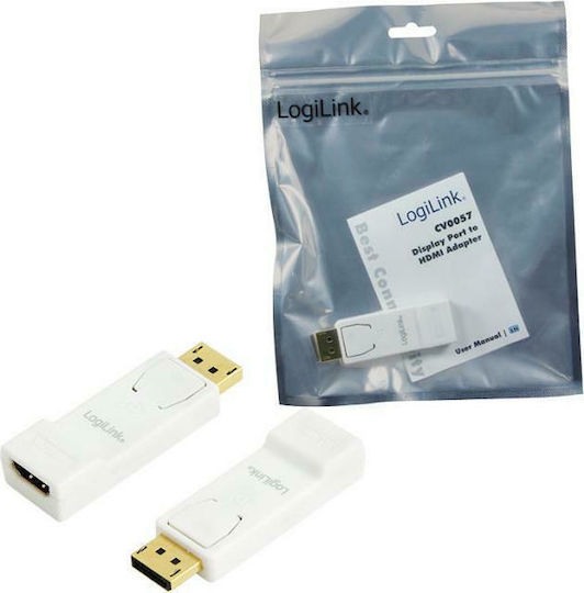 LogiLink CV0057 Converter DisplayPort male to HDMI female White 1pcs