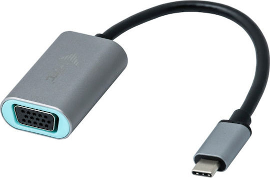 i-tec Μετατροπέας USB-C male σε VGA female Γκρι 1τμχ C31METALVGA60HZ