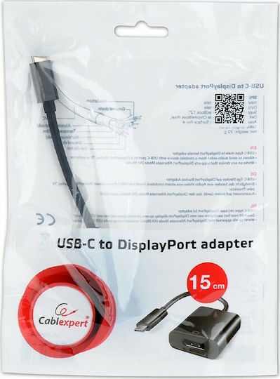 Cablexpert Конвертор USB-C мъжки към DisplayPort женски Черен 1бр A-CM-DPF-01