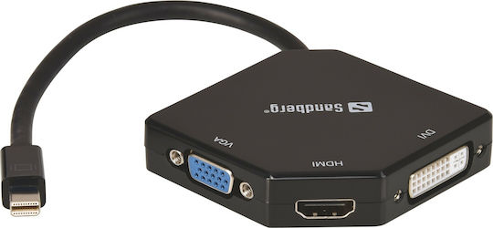 Sandberg Mini-DisplayPort Männlich Zu DVI-I / HDMI / VGA Weiblich Konverter 1Stück 509-12