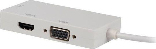 Valueline VLMP 37465 W0.20 Converter mini DisplayPort male to DVI-I / HDMI / VGA female White 1pcs