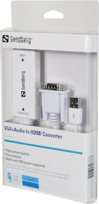 Sandberg 508-78 Konverter HDMI weiblich zu USB-A / VGA männlich Weiß