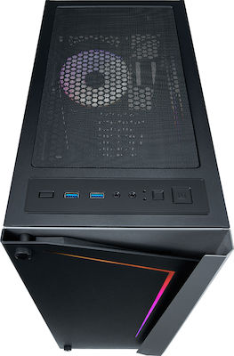 Azza Apollo 430 Gaming Midi Tower Κουτί Υπολογιστή με Πλαϊνό Παράθυρο και RGB Φωτισμό Μαύρο