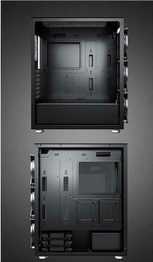 Armaggeddon Airstream R200 Gaming Middle Tower Carcasă Calculator cu Fereastră Laterală și Iluminare RGB Argintiu