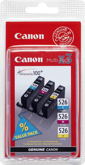 Canon CLI-526 Original Pack of 3 InkJet Printer Inks Yellow / Cyan / Magenta (4541B006)