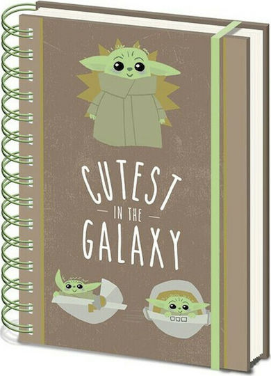 Pyramid International Wars Mandalorian Cutest In Galaxy Carnet Spiral 80 Foi A5 Cu dungi cu Elastic Multicolor