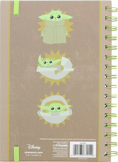 Pyramid International Wars Mandalorian Cutest In Galaxy Carnet Spiral 80 Foi A5 Cu dungi cu Elastic Multicolor