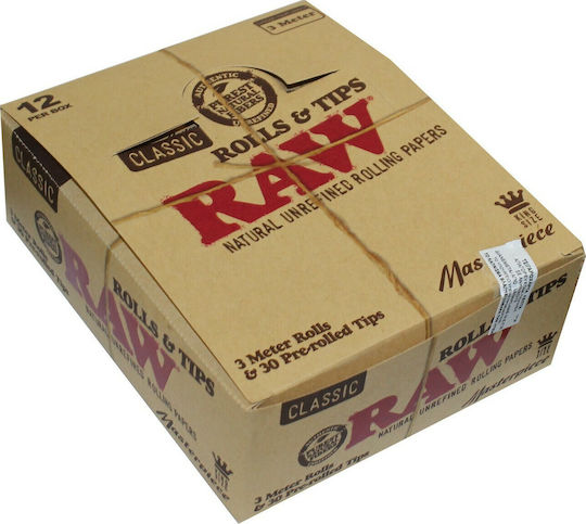 Raw Masterpiece Cigarette Rolling Roll with Cone Tips 3m 1pcs
