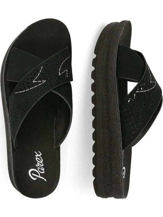 Δερμάτινα Γυναικεία Σανδάλια Flatforms Μαύρα
