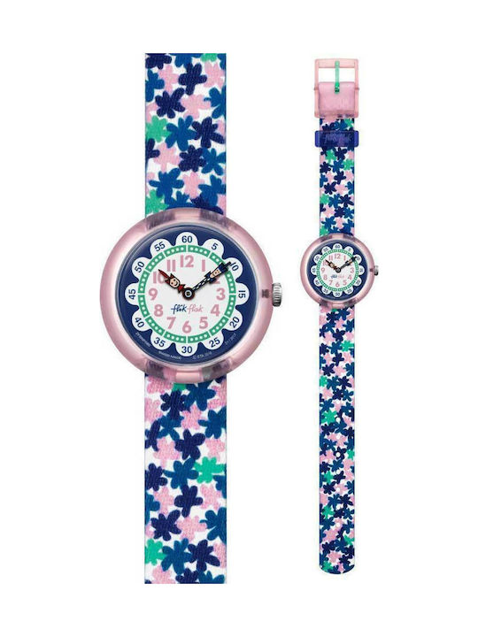 FlikFlak Kids Analog Watch London Flower with Fabric Strap Multicolour