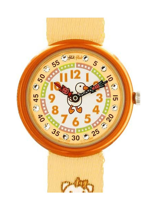 FlikFlak Kids Analog Watch with Fabric Strap Yellow