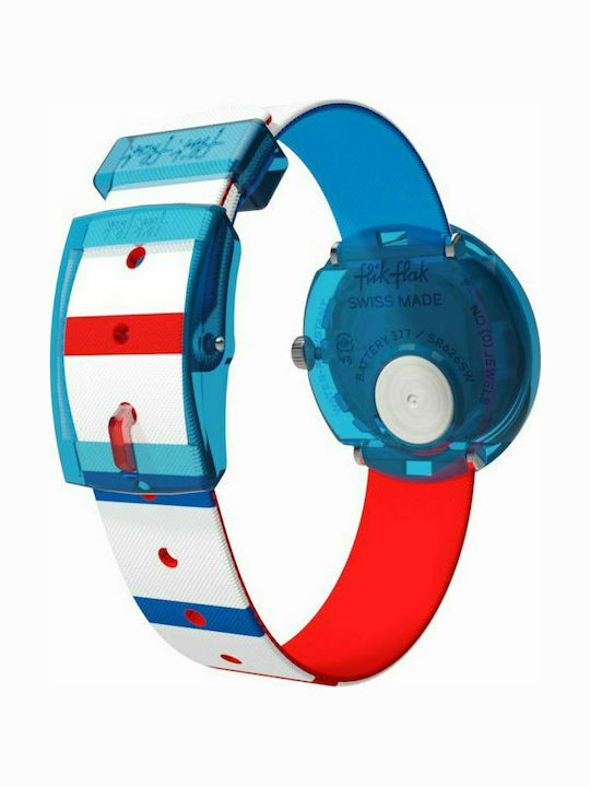 FlikFlak Ticking Right Αναλογικό Παιδικό Ρολόι 29mm Πολύχρωμο με Υφασμάτινο Λουράκι