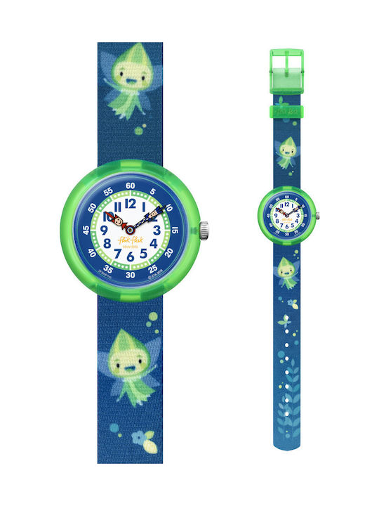 FlikFlak Kids Analog Watch Glowlins with Fabric Strap Blue