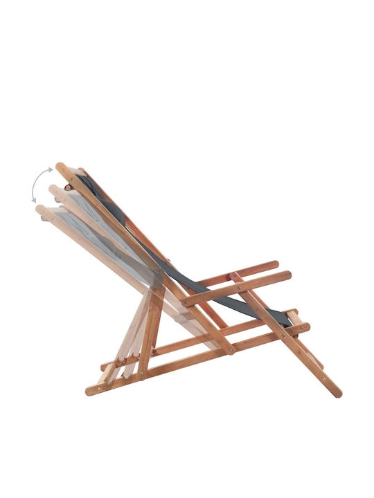 Liegestühle Holz mit Armlehne & Gray Stoff 127x60x95cm