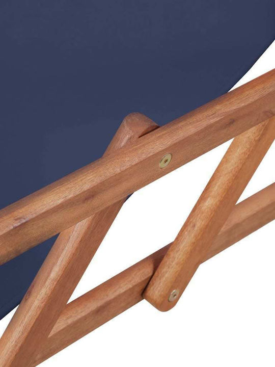 Сезлонг с Подлакътници & Син Плат 127x60x95см
