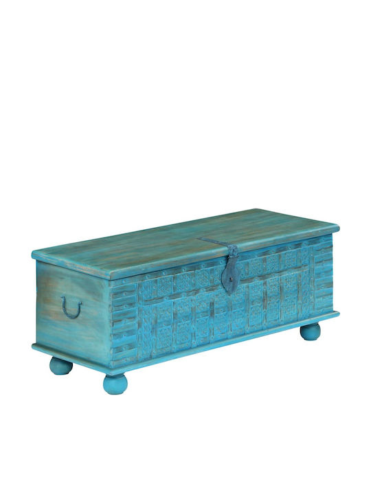 vidaXL Διακοσμητικό Μπαούλο Ξύλινο Μπλε 100x40x41εκ.