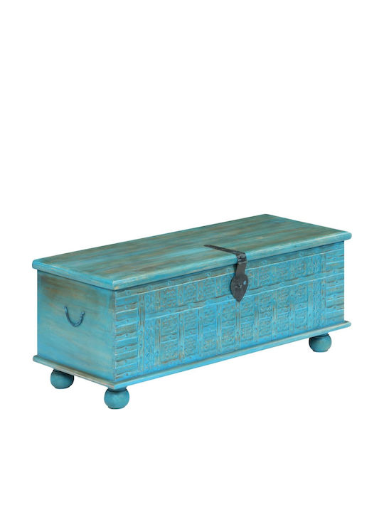 vidaXL Διακοσμητικό Μπαούλο Ξύλινο Μπλε 100x40x41εκ.