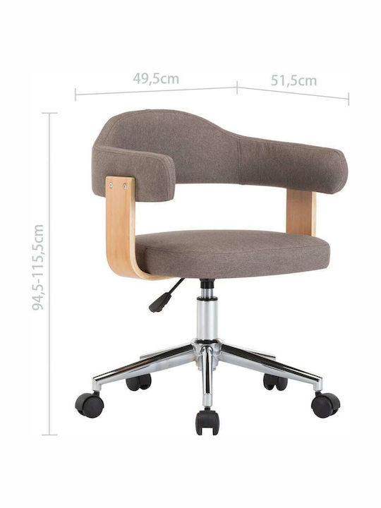 Swivel Visitor Armchair with Wheels Taupe 49.5x51.5x94cm