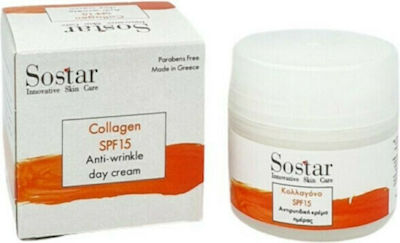 Sostar Focus Αnti-aging , Moisturizing & Firming Day Cream Suitable for All Skin Types with Collagen 15SPF 50ml