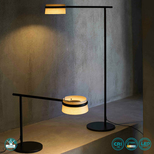 Faro Barcelona Loop LED Stehleuchte H125xB26cm. mit Warmweißem Licht 600lm Schwarz