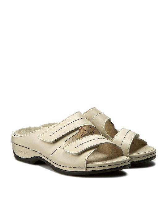 Berkemann Daria Leather Women's Flat Sandals Anatomic in White Color