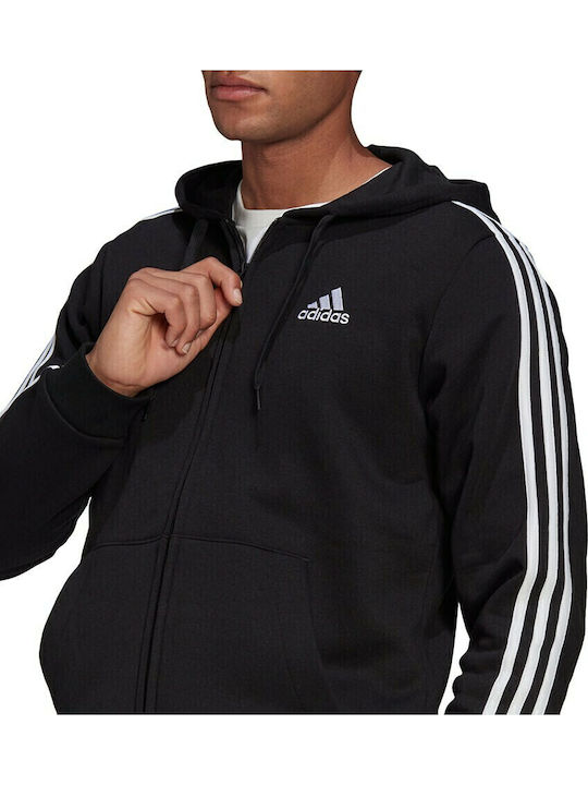 Essentials 3-Stripes Geacă cu Glugă Neagră