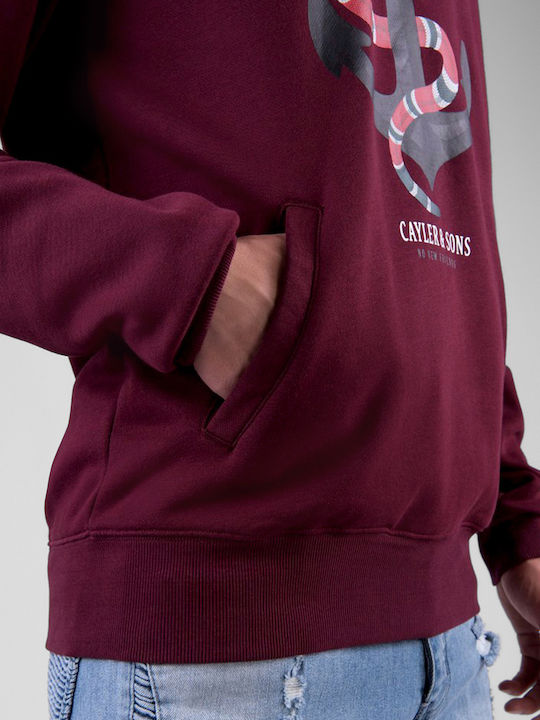 Cayler & Sons Herren Sweatshirt mit Kapuze und Taschen Burgundisch