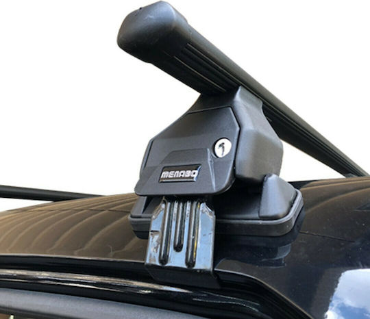 Menabo Metallic Car Roof Bars for Opel Grandland X 5D Set with Roof Rack Legs Black