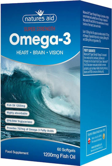 Natures Aid Super Strength Omega 3 Ιχθυέλαιο 1200mg 60 μαλακές κάψουλες