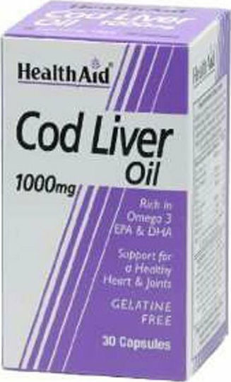 Health Aid Cod Liver Oil Cod Liver Oil Suitable for Children 1000mg 30 softgels