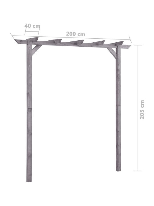 Pergolă De Grădină Din Lemn Cu Tavan Gri 200x40x205cm