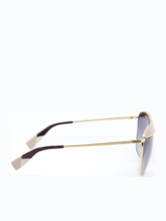 Furla Women's Sunglasses with Gold Metal Frame and Gray Gradient Lens SFU237 0323
